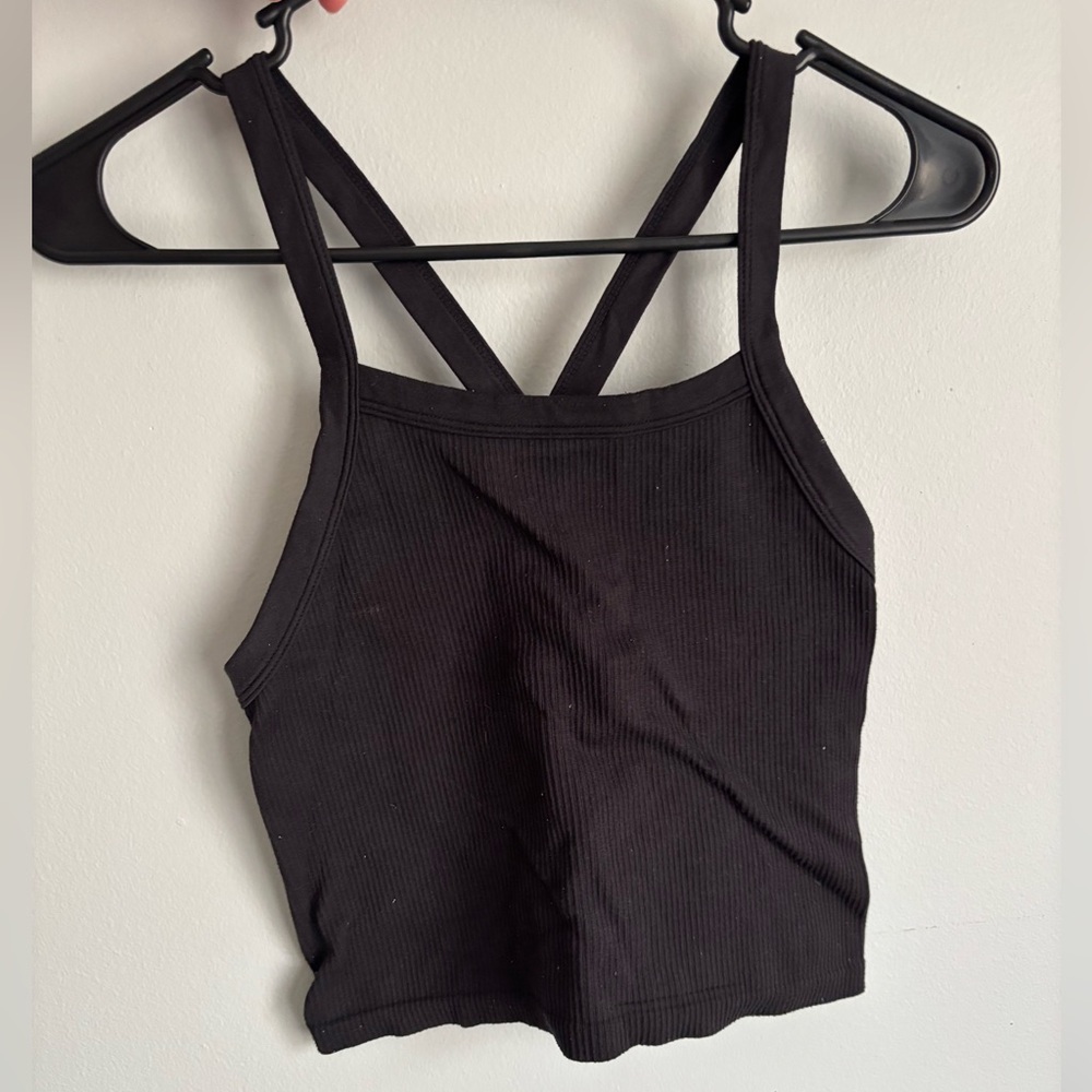 Time and Tru Black Ribbed Crop Top